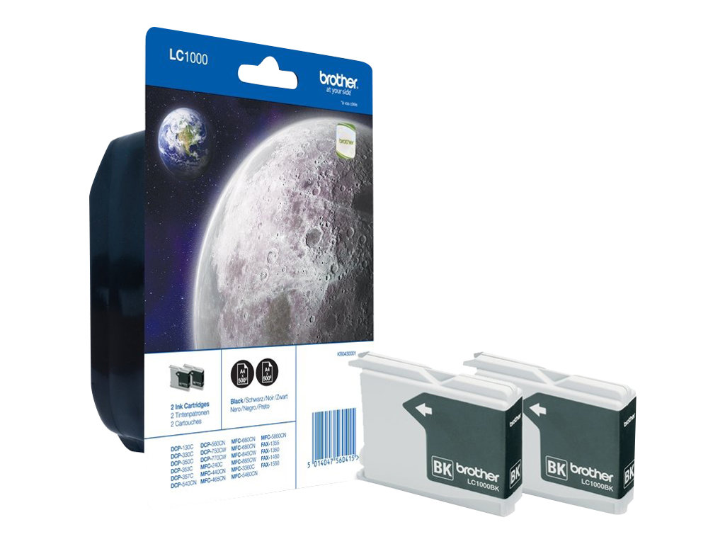 Original Brother LC1000BKBP2DR Tinte Schwarz Doppelpack