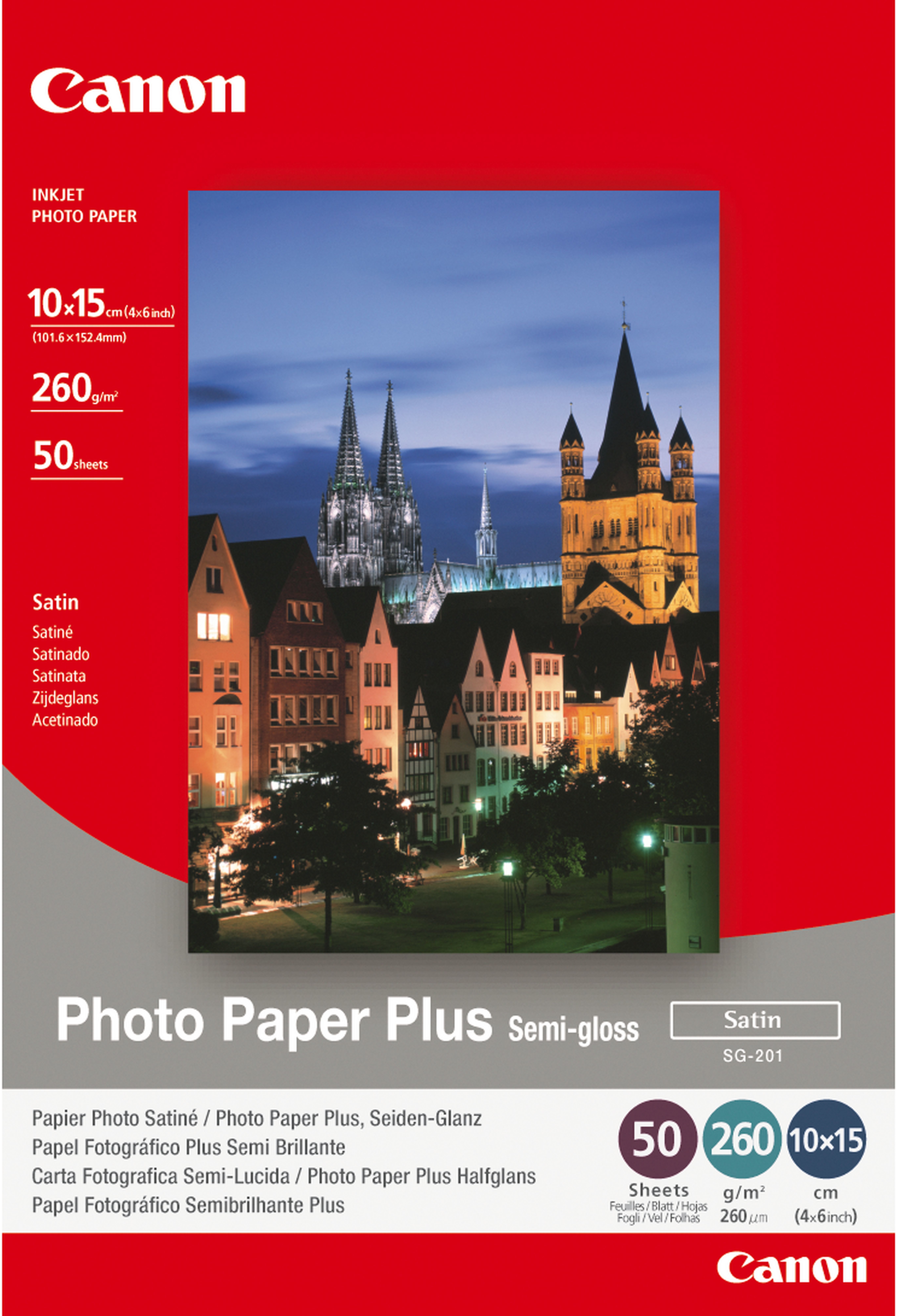 Canon Fotopapier SG-201 Satiniert | 10x15 cm | 260 g/m² | 50 Blatt