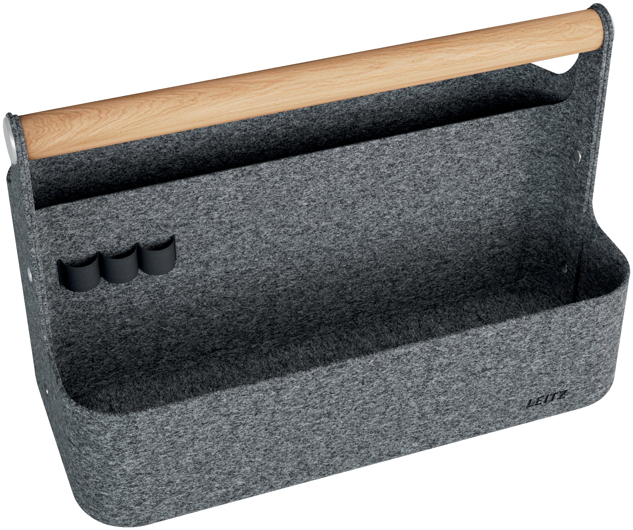Leitz Schreibtischorganizer Schreibtisch-Organizer dunkel | 38 x 19 x 25,5 cm | Grau | Filz, Recyceltes Polyester, Buche