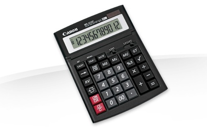 Canon WS-1210T Tischrechner | 12 Stellen | Solar + Batterie | Steuerberechnung | Schwarz