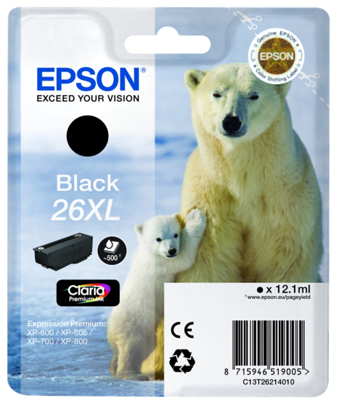 Original Epson 26XL | C13T26214012 Tinte Schwarz XL