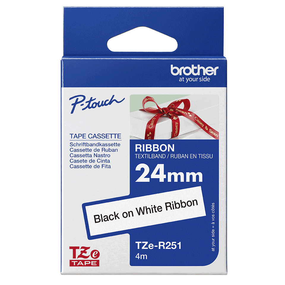 Brother Schriftband TZe-R251 | 24 mm | Schwarz auf Weiß | 4 m
