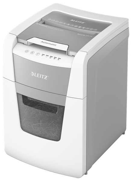 Leitz IQ Autofeed Small Office 100 Aktenvernichter | P-4 Partikelschnitt | 100 Blatt Autofeed | 34 l | Grau/Weiß