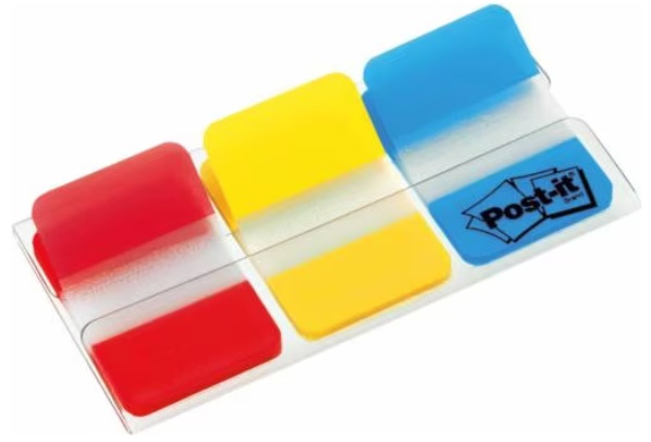 Post-it® Haftnotizen Index Strong Haftmarker farbsortiert 3x 22 Streifen | Blau, Rot, Gelb