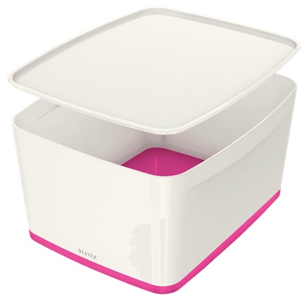 Leitz Aufbewahrungsbox MyBox | 18 l | 38,5 x 31,8 x 19,8 cm | Perlweiß/Pink