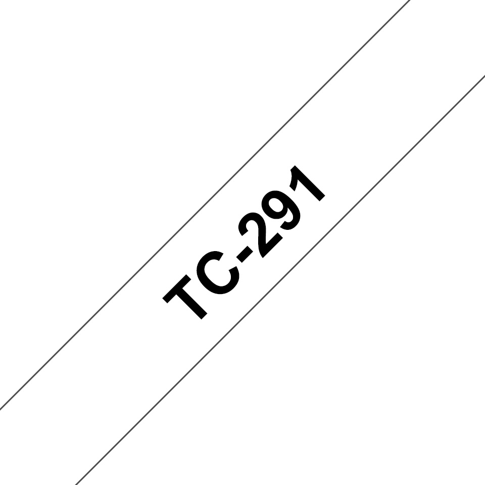 Brother Schriftband TC-291 | 9 mm | Schwarz auf Weiß | 7.7 m