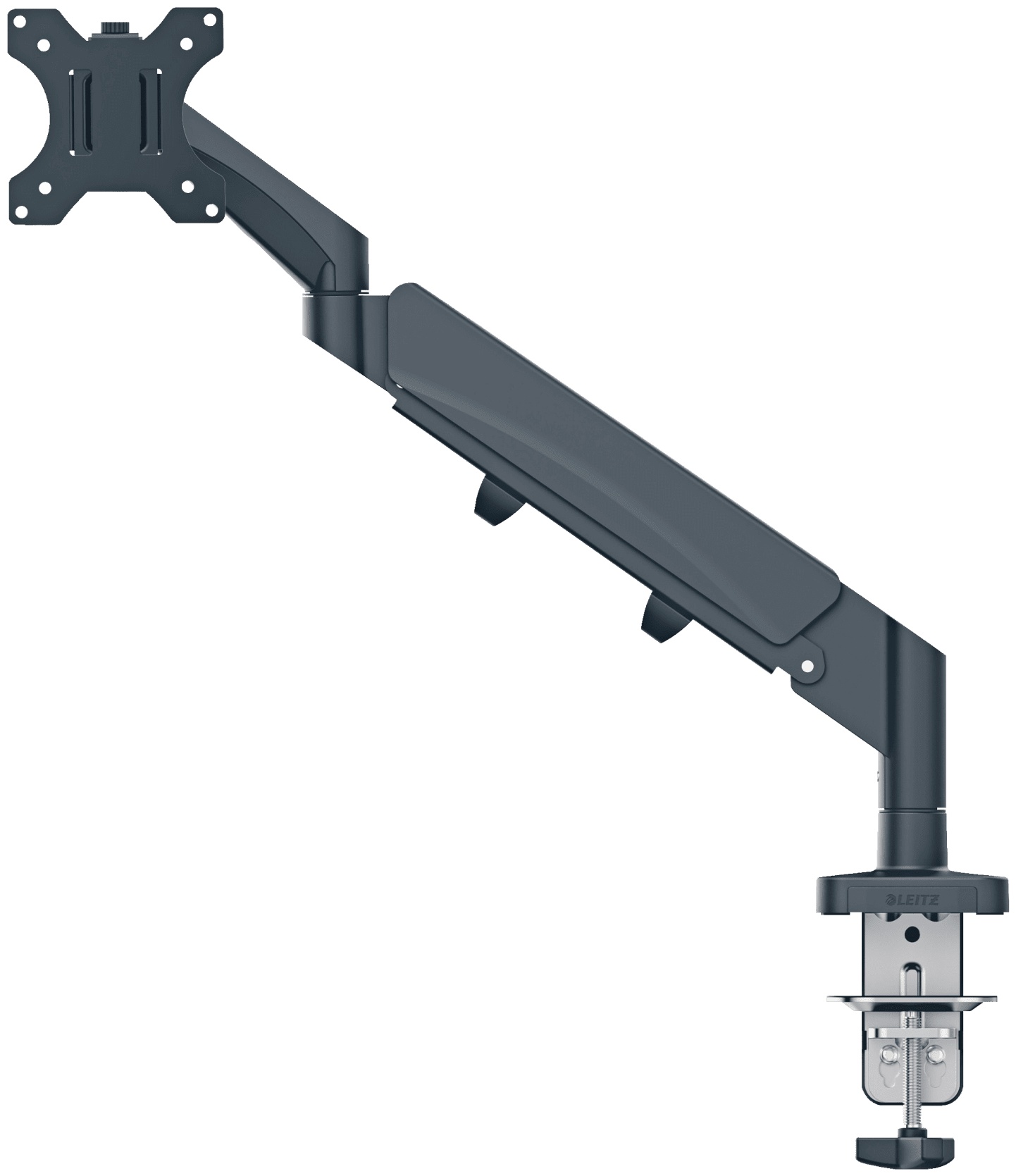 Leitz Ergo Monitorarm | für 1 Monitor | bis 32" | bis 9 kg | Tischklemme | höhenverstellbar | Dunkelgrau