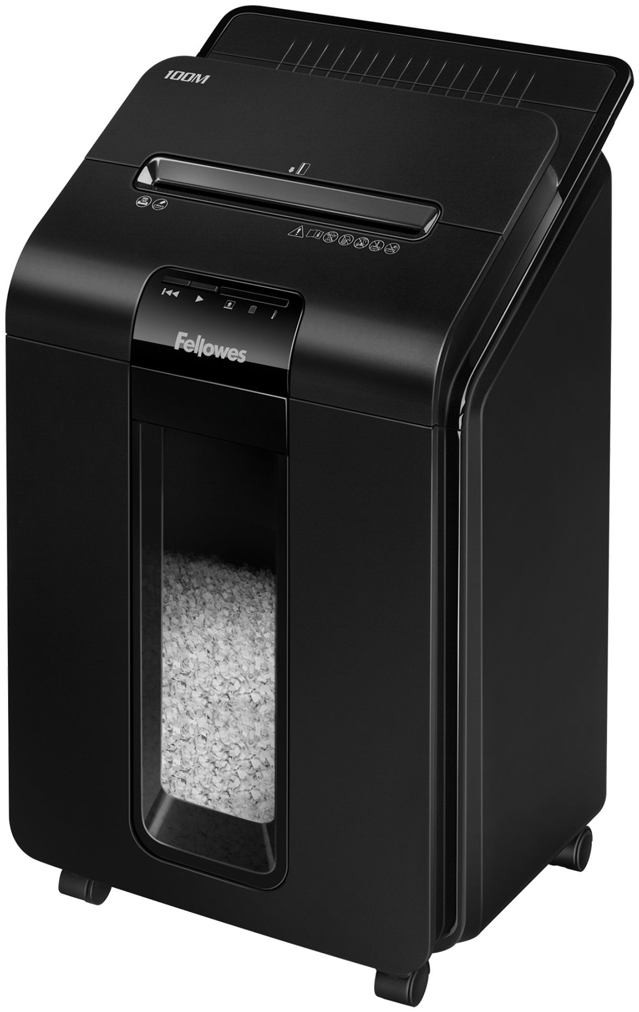 Fellowes AutoMax 100M Aktenvernichter | P-4 Partikelschnitt | 100 Blatt Autofeed | 23 l | Schwarz