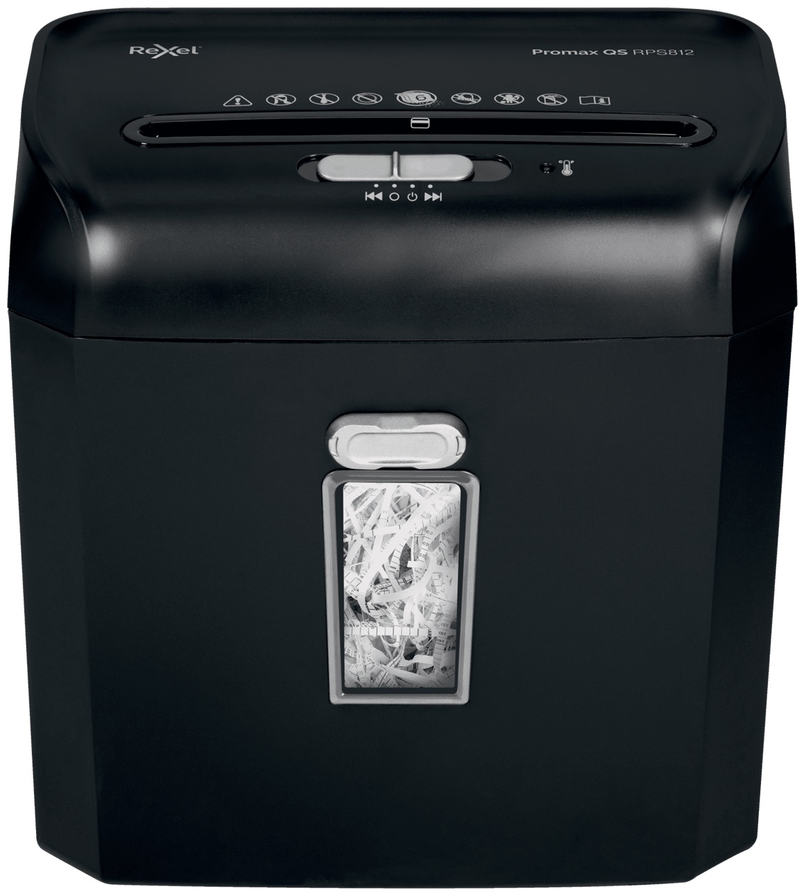 Rexel ProMax RPS812 Aktenvernichter | P-2 Streifenschnitt | 8 Blatt | 12 l | Schwarz