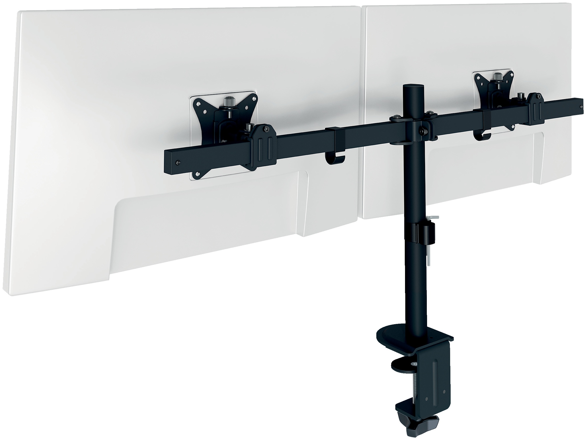 Leitz Ergo Slim Dual Monitorarm | für 2 Monitore | bis 32" | bis 10 kg | Tischklemme | höhenverstellbar | Schwarz