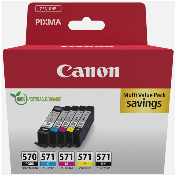 Original Canon 0372C004 | PGI570 PGBK + CLI571 BK/C/M/Y Tinte Spar Set