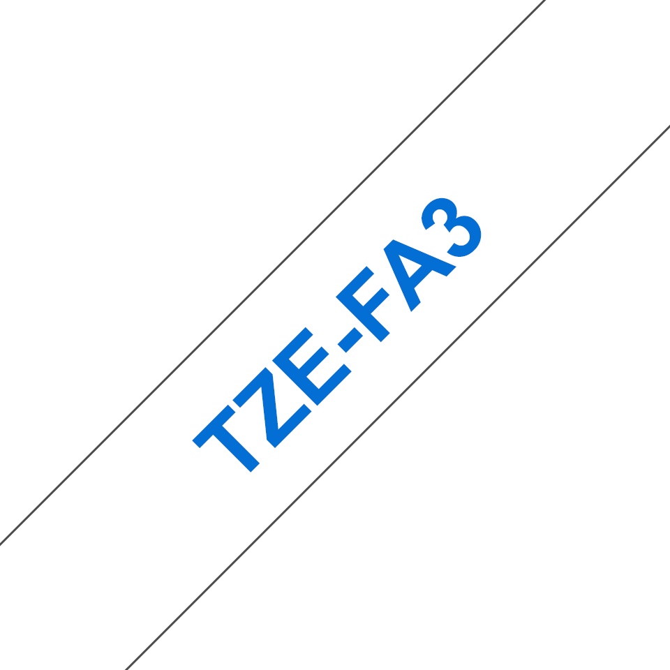 Brother Schriftband TZe-FA3 | 12 mm | Blau auf Weiß | 3 m