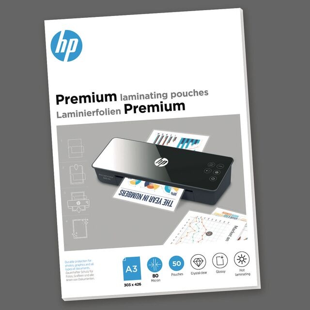 HP Premium Laminierfolien A3 | 80 µm | glänzend | 50 Stück