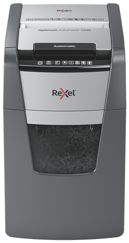Rexel AutoFeed+ 130M Aktenvernichter | P-5 Mikroschnitt | 130 Blatt Autofeed | 44 l | Schwarz/Grau