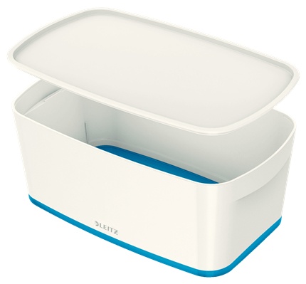 Leitz Aufbewahrungsbox MyBox | 5 l | 31,8 x 19,1 x 12,8 cm | Perlweiß/Blau