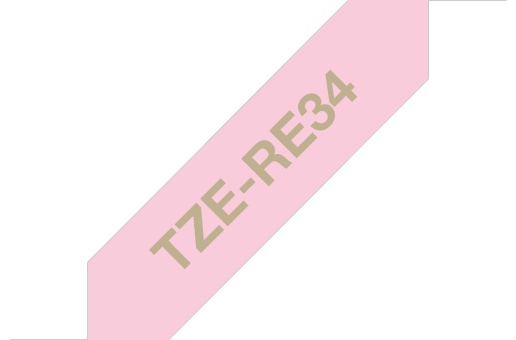 Brother Schriftband TZe-RE34 | 12 mm | Gold auf Rosa | 4 m