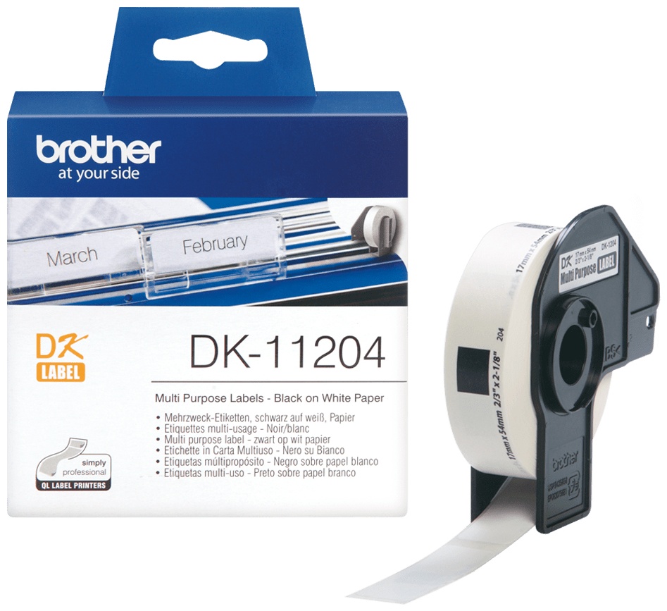 Brother Etikettenrolle DK11204 | 17x54 mm | Weiß