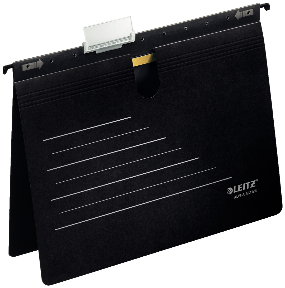 Leitz Hängehefter ALPHA | DIN A4 | Karton | Schwarz | 5er-Pack