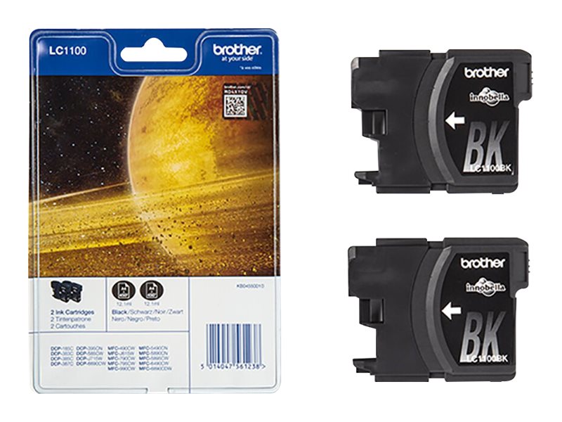 Original Brother LC1100BKBP2DR Tinte Schwarz Doppelpack