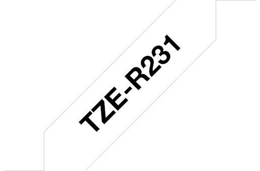 Brother Schriftband TZe-R231 | 12 mm | Schwarz auf Weiß | 4 m