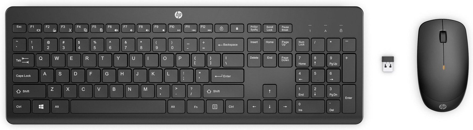 HP 235 Tastatur-Maus-Set | Funk (2,4 GHz) | QWERTZ (DE) | mit Ziffernblock | 2× AAA-Batterie | Schwarz