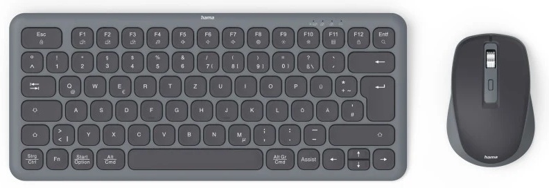 Hama WKM-500 Tastatur-Maus-Set | Funk + Bluetooth | QWERTZ (DE) | ohne Ziffernblock | 2× AAA-Batterie | Schwarz