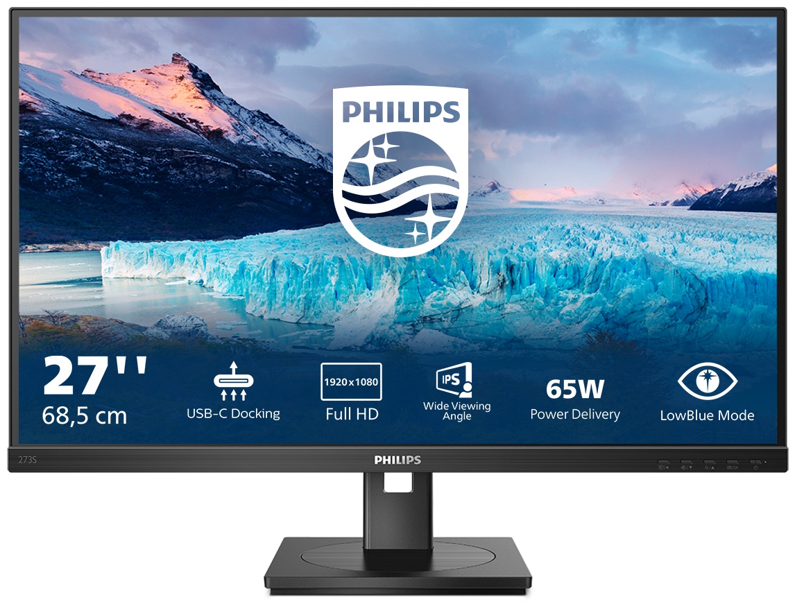 Philips S Line | 273S1/00 Monitor 27 zoll | 68,6 cm | Full HD | 1920 x 1080 | Schwarz