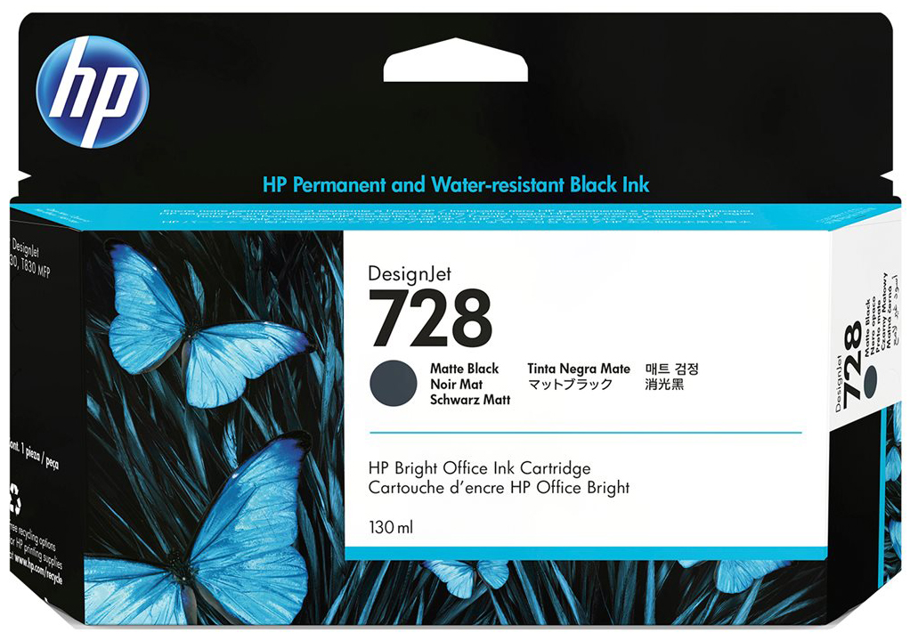 Original HP 728 | 3WX25A Tinte Matt Schwarz ( 02.2026 )
