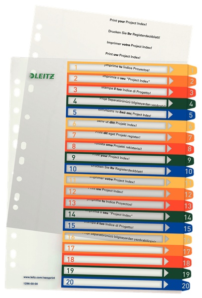 Leitz Register | DIN A4 | 1-20 · 20-teilig | Mehrfarbig