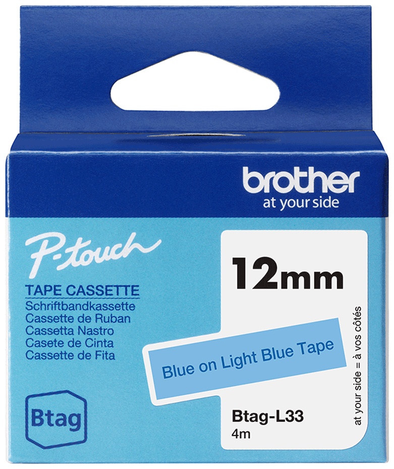 Brother Schriftband Btag BTAGL33 | 12 mm | Blau auf Blau | 4 m