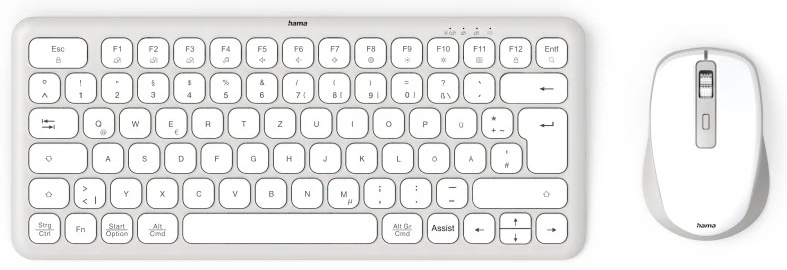 Hama WKM-500 Tastatur-Maus-Set | Funk + Bluetooth | QWERTZ (DE) | ohne Ziffernblock | 2× AAA-Batterie | Weiß
