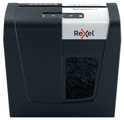 Rexel Secure MC3 Aktenvernichter | P-5 Mikroschnitt | 3 Blatt | 10 l | Schwarz/Silber