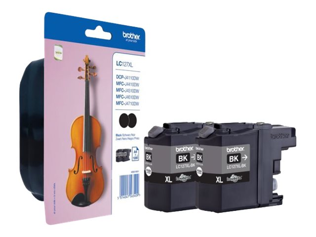 Original Brother LC127XLBKBP2DR Tinte Schwarz Doppelpack XL ( 2024 )