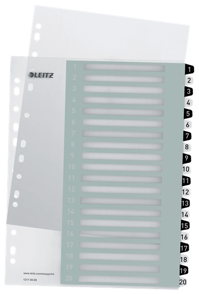 Leitz Register WOW | DIN A4 | 1-20 · 20-teilig | Schwarz, Weiß