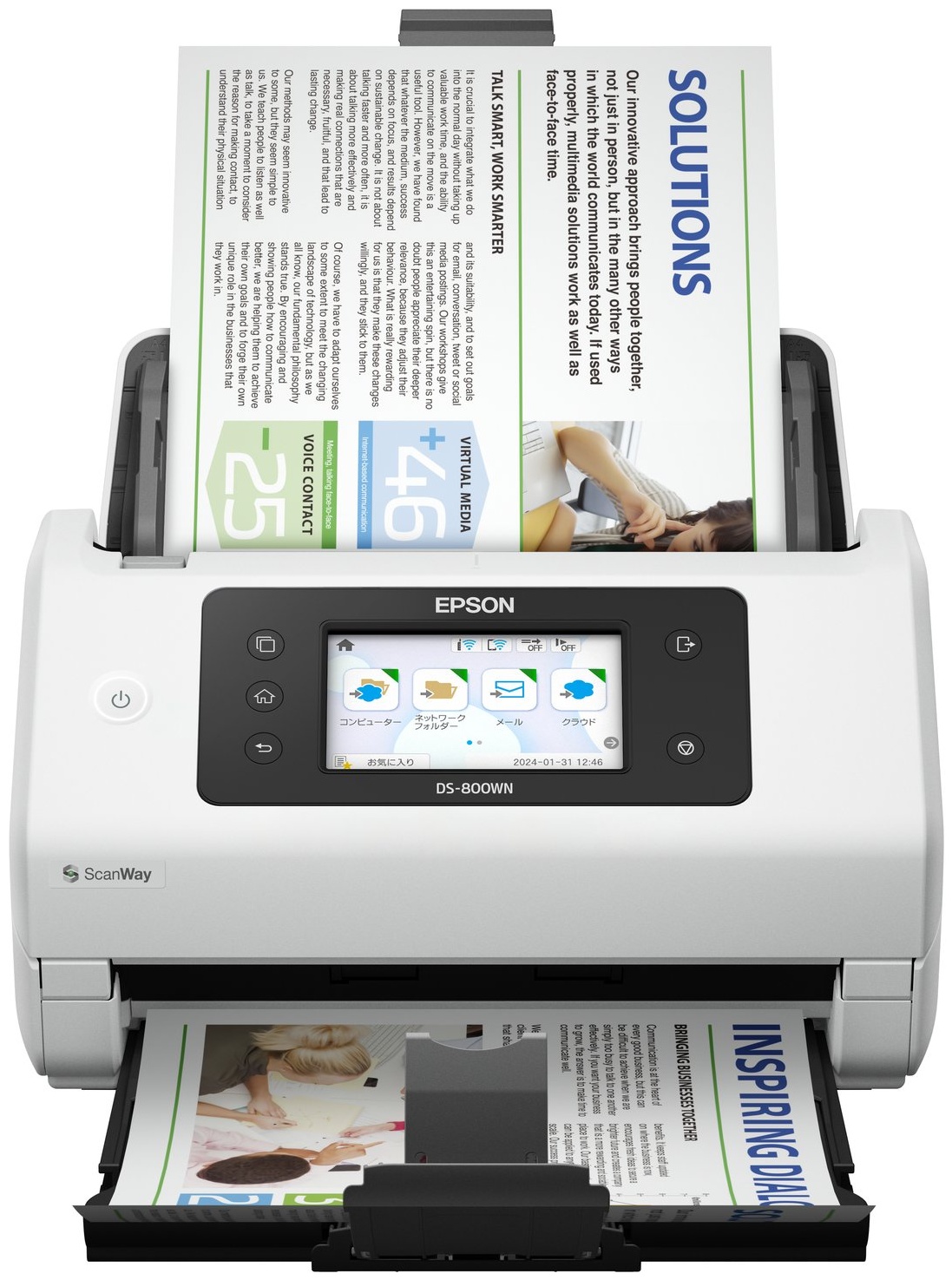 Epson WorkForce DS-800WN Dokumentenscanner | A4 | 50 S./Min | Duplex | ADF 100 Blatt | USB, LAN, WLAN | Weiß