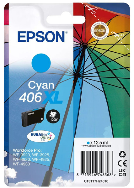 Original Epson 406XL | C13T17H24010 Tintenpatrone Cyan XL