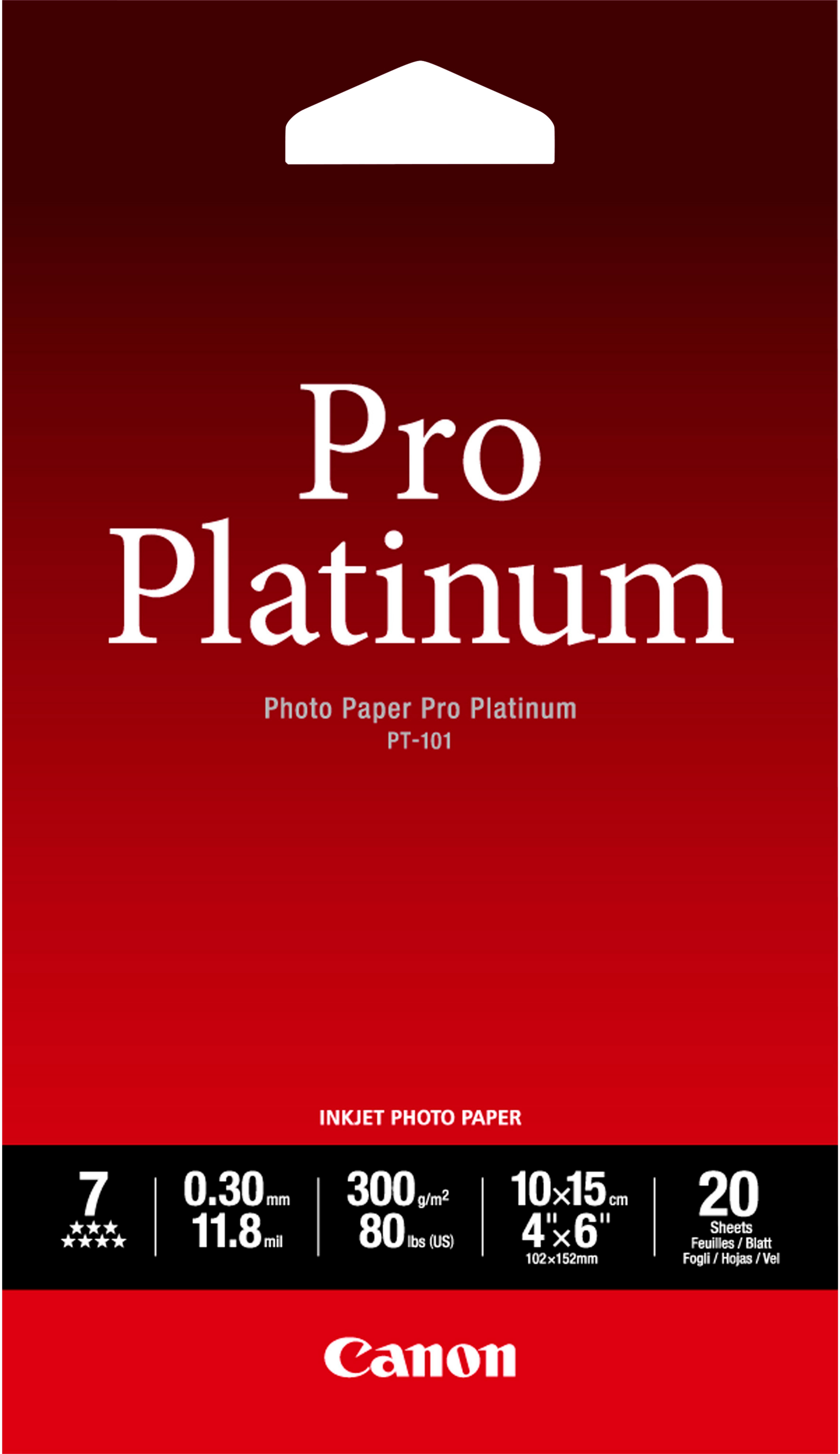 Canon Fotopapier PT-101 Glänzend | 10x15 cm | 300 g/m² | 20 Blatt
