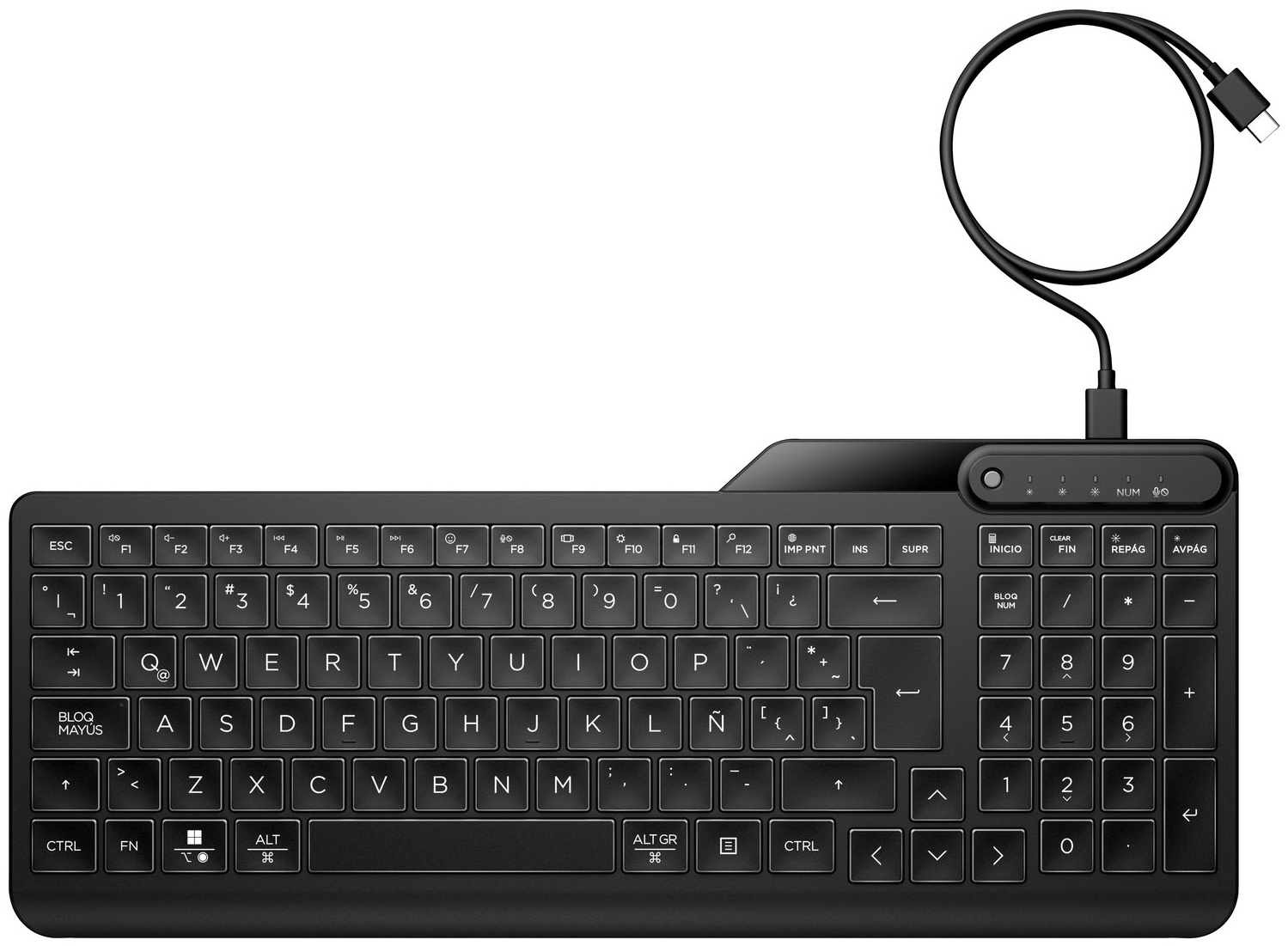 HP 405 Tastatur | Kabel (USB) | QWERTZ (DE) | mit Ziffernblock | beleuchtet | Schwarz