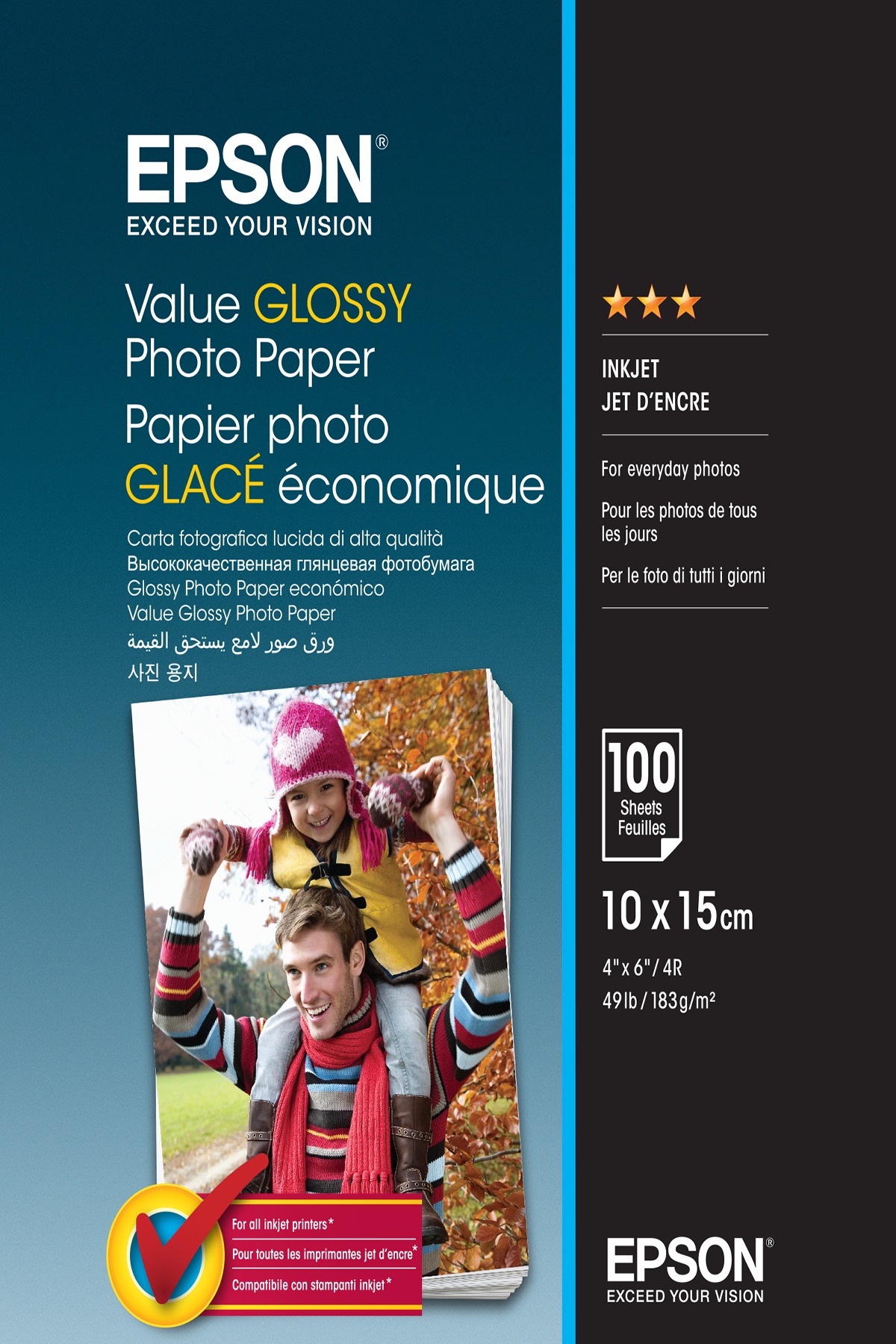 Epson Fotopapier S400039 Hochglänzend | 10x15 cm | 183 g/m² | 100 Blatt