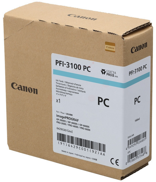Original Canon PFI3100 PC | 6429C001 Tintenpatrone Foto Cyan