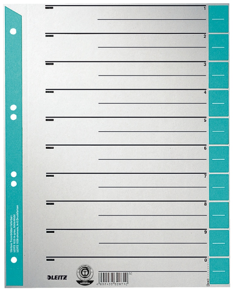 Leitz Trennblätter 1652 | DIN A4 | 1-0 | Hellblau | 100er-Pack