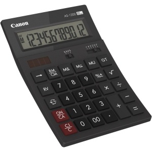 Canon AS-1200 Tischrechner | 12 Stellen | Solar + Batterie | Schwarz