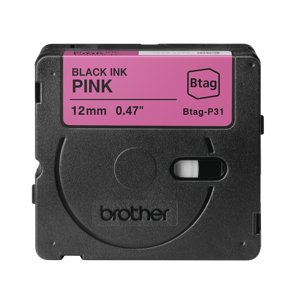 Brother Schriftband Btag BTAGP31 | 12 mm | Schwarz auf Pink | 4 m