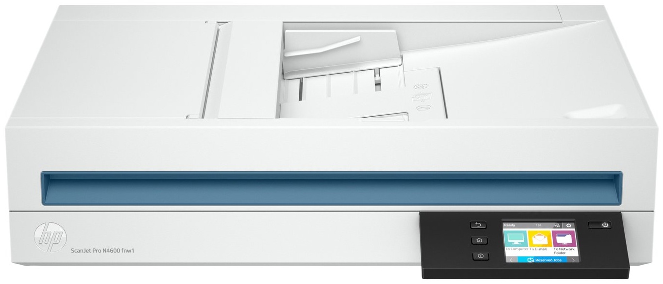 HP ScanJet Pro N4600 fnw1 Flachbett mit Einzug | A4 | 40 S./Min | Duplex | ADF 100 Blatt | 1200 dpi | USB, LAN, WLAN | Weiß