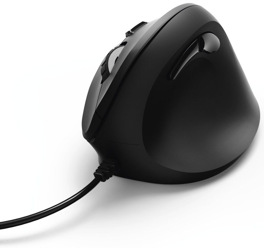 Hama EMC-500 Vertikalmaus | Kabel (USB) | 6 Tasten | 1800 dpi | Rechtshänder | Schwarz