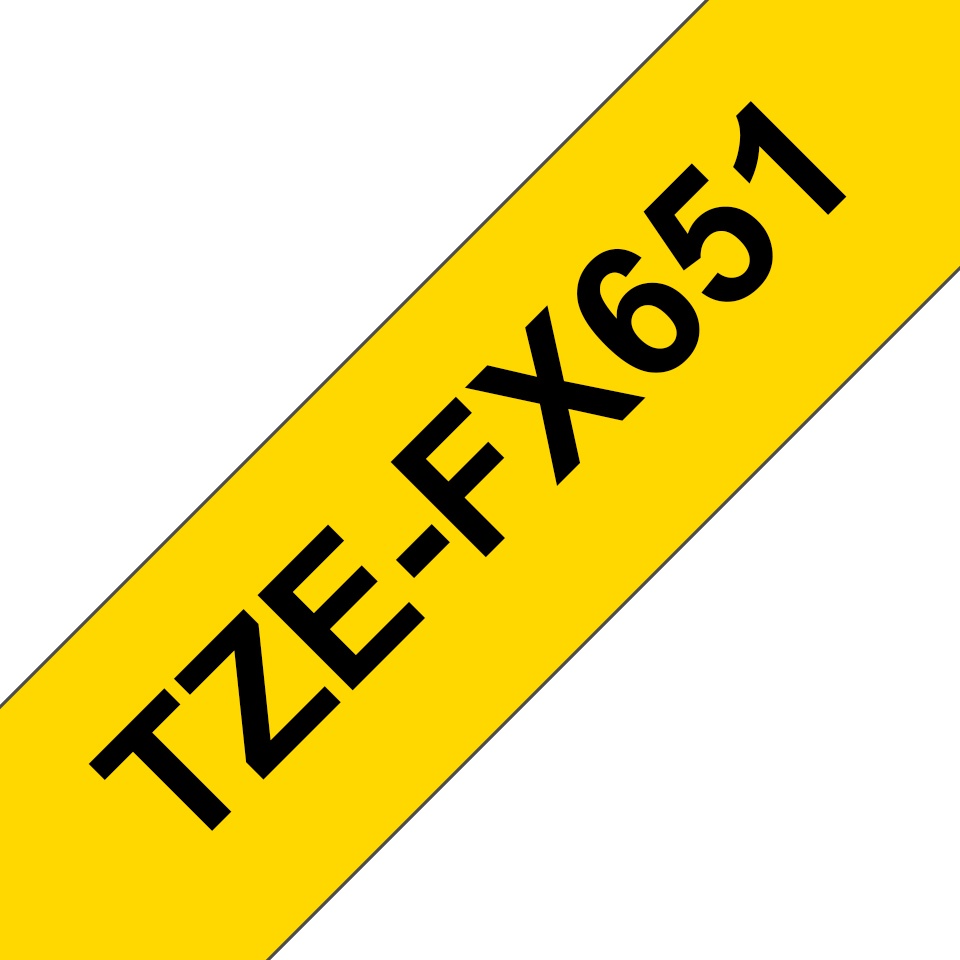 Brother Schriftband TZe-FX651 | 24 mm | Schwarz auf Gelb | 8 m