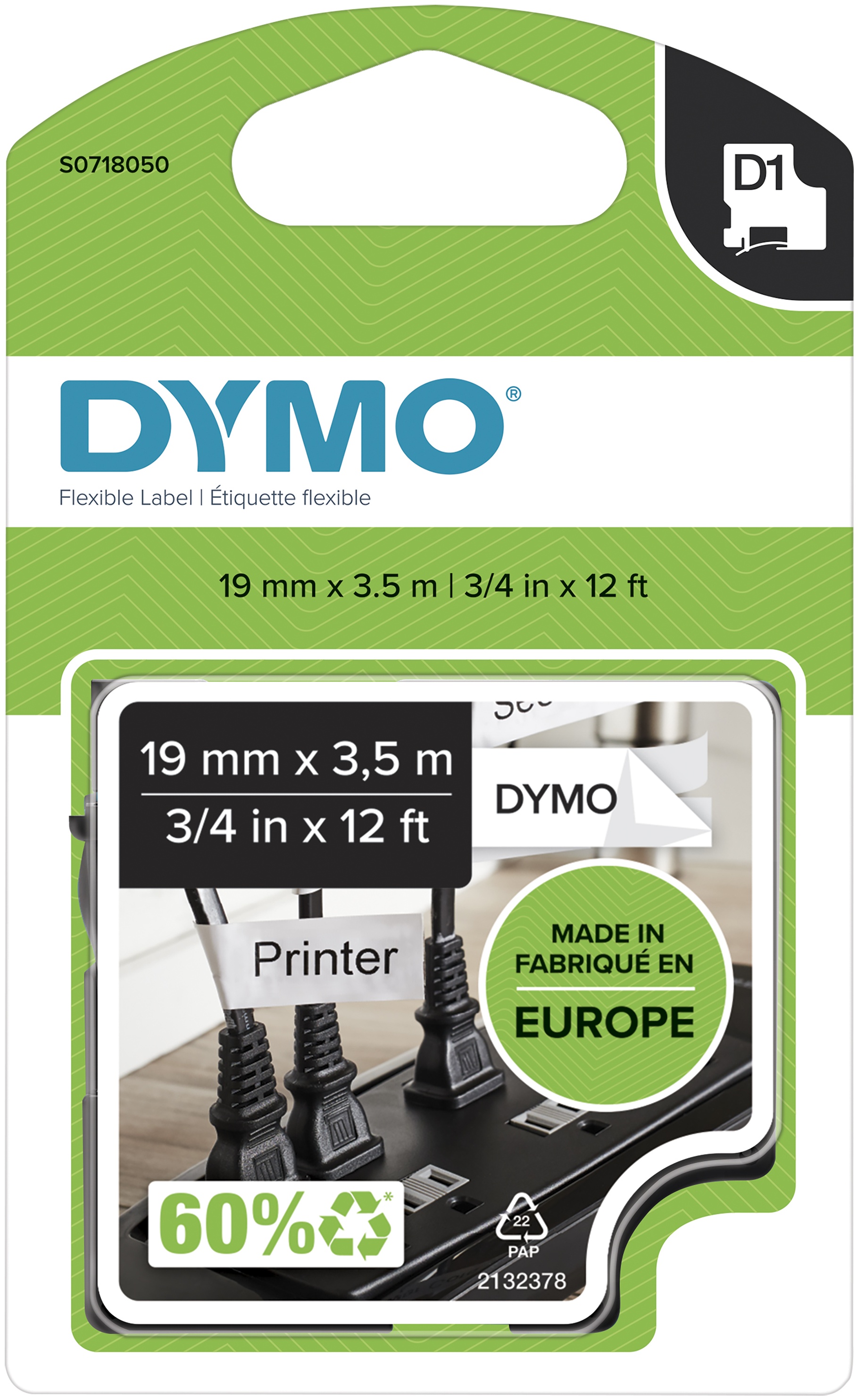 Dymo Schriftband D1 16957 | 12 mm | Schwarz auf Weiß | 3.5 m