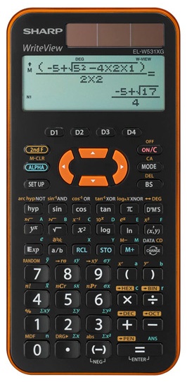 Sharp EL-W531XG Wissenschaftlicher Taschenrechner | Solar + Batterie | Schwarz/Orange