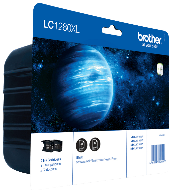 Original Brother LC1280XLBKBP2DR Tinte Schwarz Doppelpack XL ( 2027 ) B-Verpackung