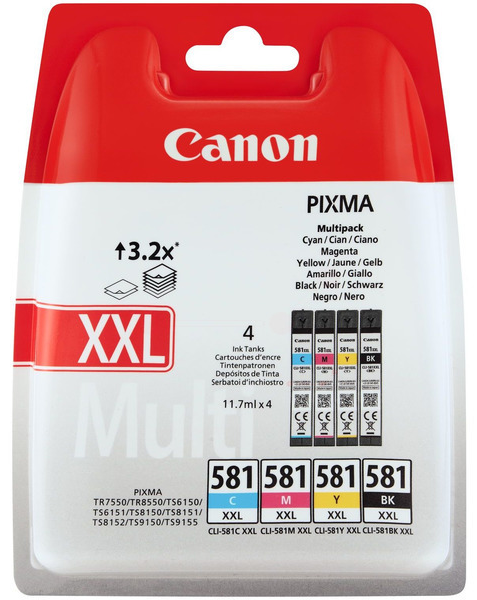 Original Canon CLI581 XXL | 1998C007 Tinte Spar Set XXL ( 4 Farben )